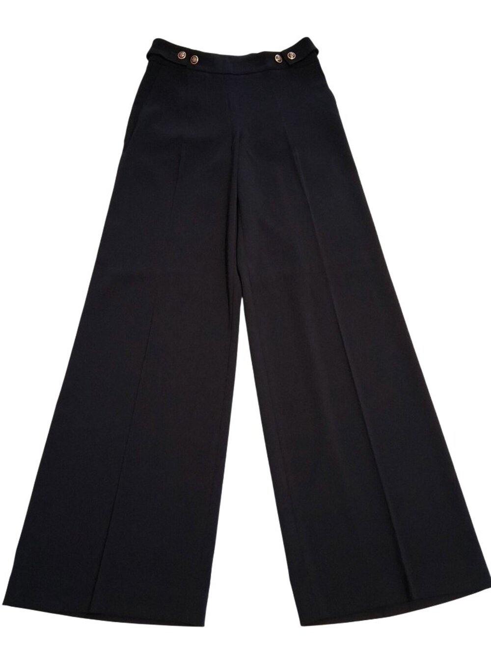 Express 6L High Rise Wide Leg Trousers Black Size 6L Button Accents